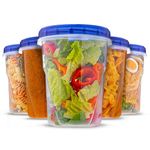 Plastic Food Deli Containers With Twist Top Lids - (32 Oz) - [6 Pack] - Soup & Food Storage Containers Takeout To Go - Airtight Plastic Containers - Microwave, Freezer & Dishwasher Safe BPA-Free