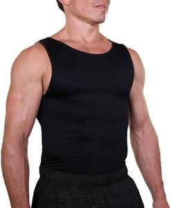 Esteem Apparel Herren Kompressionshemd Weste Figurformender Body Shaper Nahtlose Unterhemden Shapewear Workout Tanktops (Schwarz, Medium)