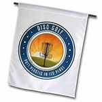 3dRose fl_39411_1 Putt Plastic in Its Place No.11 Silhouette of Frisbee Disc Golf Basket as The Sun Rises Garden Flag, 12 by 18-Inch