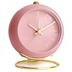 AYRELY® Battery Operated Desk Alarm Clocks with Light,Retro Silent No Ticking Analog Small Clock,Loud Table Clock for Bedside/Bedroom/Kitchen/Office/Travel/Kids/Room Decor Aesthetic Vintage(Pink)