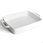 Keponbee Large Lasagna Dishes White Casserole Dish Heavy Duty Porcelain Baking Dish for Oven Rectangular Baking Pan, 32x24x5.5cm, 3.8L