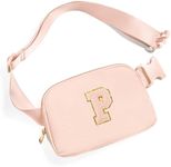 Gitus Gifts for 8 9 10 11 12 Year Old Girls Belt Bag Fanny Pack Crossbody Bags with Initial Letter Patch Cute Stuff Birthday Gifts for Teen Girls Women Personalized Trend Stuff (Coral Pink-P)