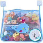 COSY ANGEL Baby Bath Toy Bag for Bath Toys Large Organiser Bathroom Storage Net with 4 Waterproof Self Adhesive Hooks (Blue)