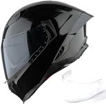 1Storm Motorcycle Full Face Helmet for Adults Men and Women Street Bike Racing Helmet DOT Approved with one Extra Clear Shield: KT828 Glossy Black