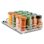 Spice Rack Organizer for Cabinet - Pull Out Spice Rack 8-3/8"W x 10-3/8"D x 2-1/8”H for Upper Kitchen Cabinets and Panty Closets, For Spices, Sauces, Canned Food etc. Professional Chrome Finish