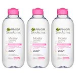 Garnier Micellar Cleansing Water Sensitive Skin, Soothing Face and Eye Make-Up Remover and Cleanser 400 ml Pack of 3 5021044122713