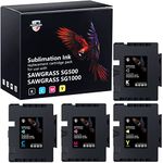 Poschink SG500 SG1000 Sublimation Ink Cartridges | Upgraded Firmware 3.05 | for SAWGRASS Virtuoso SG500 SG1000 Printers (Black, Cyan, Magenta, Yellow - 4 Packs)