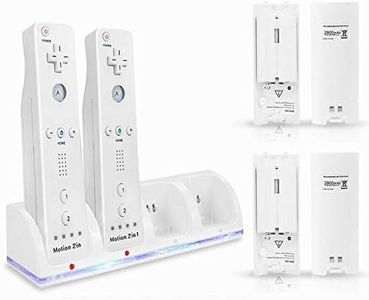 Wii Remote Battery Charger, Helmholt 4 in 1 Wii Remote Charging Dock Station with 4 PCS 2800mAH Rechargeable Batteries for Nintendo Wii/Wii U Controllers White