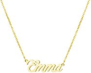 Awegift Name Necklace Big Initial Gold Plated Best Friend Jewelry Women Gift for Her Emma