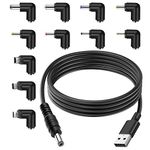 PREMIER ADAPTER PremierAdapter Elbow 5.5mm * 2.1mm USB 2A 90cm Black Charger Power Cable Lead 5V 6V [UC9A]