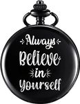 GT Gala Time Classic Black Gandhi Style Pocket Watch Always Believe in Yourself Engraved Unique Memorable Gift for Men Women (Believe Yourself)