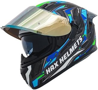 HAX OBSIDIAN Full Face Dual Visor Adult Motorcycle Helmet for Motorbike Street Bike with Pinlock Ready DOT Approved (Blaze Blue,XL)