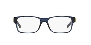 Polo Ralph Lauren Men's PH2117 Prescription Eyewear Frames, Shiny Transparent Blue/Demo Lens, 54 mm