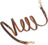 Newzueby Genuine Leather Dog Leash for Large Dog [Hands Free] [Comfort Hand Feeling] [Shock-Absorbing] Heavy Duty Use Dog Training Lead (9.35FT, Brown)