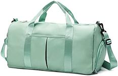 ZGWJ Sports Gym Bag with Wet Pocket & Shoes Compartment, Waterproof Shoulder Weekender for Women and Men Swim Travel Lightweight easy Carry on Green