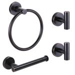 Ntipox 4 Piece Oil Rubbed Bronze Stainless Steel Bathroom Hardware Set Include Hand Towel Ring, Toilet Paper Holder,and 2 Robe Towel Hooks,Bathroom Accessories Set Oil Rubbed Bronze