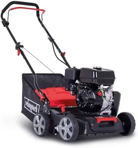 Scheppach Benzin-Vertikutierer SC55P Rasenlüfter | 4-Takt-Motor mit 212 cm3 und 5,4 PS / 4 kW Leistung | 40cm Arbeitsbreite | 6-Fache Höhenverstellung | 40L Fangkorb | für Rasenflächen bis 1400m²