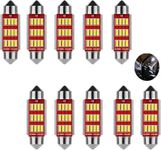 YOUNLEN 10 Pack Festoon LED Car Bulb,LED Dome Reading Xenon White Bulbs Car Interior Light Replacement License Plate Lights Map Lamps No Polarity 12V,500LM,12 SMD 4014 Chipsets (41 MM)