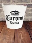 NJ Beer Bucket, Galvanised Beer Bucket Built-in Bottle Opener, Party Bucket, Ice Bucket, Wine Bucket, Bar Bucket, White CR Model: 1 Pc.