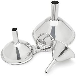 Fox Run 3-Piece Stainless Steel Funnel, 3", 2", and 1.5" Set, Metallic