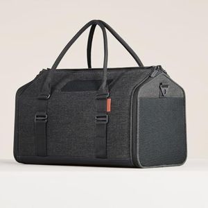 Tuft + Paw Porto Modern Cat Carrier, Soft-Sided Designer Cat Carrier for Large Cats up to 30lbs, Water Resistant, Airline Compliant, Soft-Faux Shearling Interior (Charcoal)