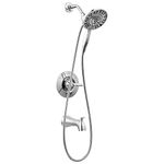 Delta Faucet Arvo 14 Series Single-Handle Tub and Shower Trim Kit, Shower Faucet with 4-Spray In2ition 2-in-1 Dual Hand Held Shower Head with Hose, Chrome 144840-I (Valve Included)