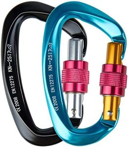 Tompig 2pcs Mosquetones de Escalada, [25KN] Gancho Mosquetón de Trabajo Pesado con Tapón de Rosca, Certificado CE, Hecho de Aeroespacial Ultraligero Aluminio 7075