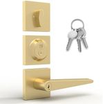 Mega Handles - SCHEIN Entrance Combo I Lever Door Lock Handle Set for Closet or French Doors I Single Side, Non-Turning I Fits All Standard Door Sizes I Screws Included - Satin Brass (1 Pack)