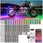 18Pcs RGB+IC Chasing Motorcycle LED Lights with APP/RF Remote, Dreamcolor Motorcycle LED Underglow Kit with Brake Turn Signal, 12V Waterproof Neon Strip Lights Kit for Harley Kawasaki ATV Golf Cart