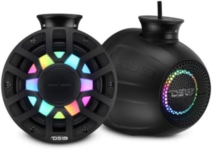DS18 NXL-IQPS6/BK 6.5" Marine Short Tower Coaxial Speakers with Digital LED Lights - 300W Max, 150W RMS, 2-Way, IP65 Waterproof, UV Stable, Matte Black (Pair)