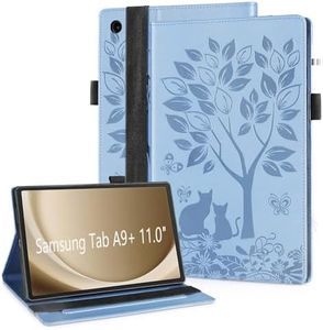 LSPCASA Carcasa para Samsung Galaxy Tab A9 Plus/Tab A9+ SM-X210/X215/X216B Función De Soporte Funda Tablet Samsung A9 Plus con Una Banda Elástica Funda Galaxy Tab A9 Plus Azul
