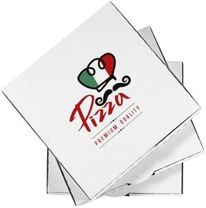 12" x 12" x 1.75" White Corrugated Cardboard Pizza Boxes with Color Print (Pack of 12)