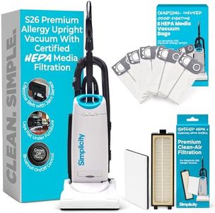 Simplicity Vacuums Upright Vacuum Cleaner with HEPA Vacuum Bags, and Filter Set – Corded Vacuum Cleaner Designed for Carpet & Hard Floor Cleaning with Automatic Height Adjustment