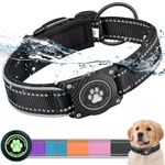 Ytanest Waterproof Airtag Dog Collar, Dog Collar with Apple Air Tag Holder, Reflective Dog Tracker Collar for Small Medium Large Dogs, Black, L