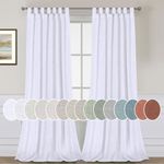 H.VERSAILTEX Linen Curtains Natural Linen Blended Tab Top Window Treatments Panels Drapes for Living Room / Bedroom, Elegant Energy Efficient Light Filtering Curtains (Set of 2, 52in x 84in, White)