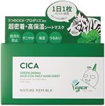 NATURE REPUBLIC Green Derma Cica Daily Sheet Mask, 30 Sheets (11.8 fl oz (350 ml) x 1, Large Capacity (CICA/Ceramide)