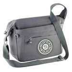 Storite Portable Nylon Stylish Small 6 Multi-Pocket Zip Closure Sling Cross Body Travel Messenger One Side Shoulder Bag for Men & Women - (Grey,27x10.5x23 cm)