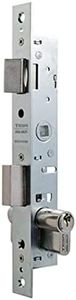 Tesa Assa Abloy 220015HZ Cerradura Monopunto De Palanca Deslizante Para Perfiles Metálicos Zincado Blanco Entrada 13,5 mm 2200 Con Cilindro