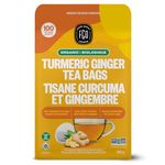 FGO Organic Turmeric Ginger Tea, Eco-Conscious Tea Bags, 100 Count