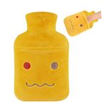 samply Hot Water Bottle with Hand Pocket Cover, 2L Hot Water Bag for Menstrual Cramps, Neck and Shoulder Pain Relief, Hot and Cold Compress, Hand Feet Warmer, Yellow Monster