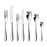 Robert Welch Bourton Bright, 56 Piece Cutlery Set for 8 People. Made from Stainless Steel. Dishwasher Safe.