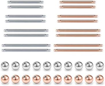 D.Bella 14G 12mm 14mm 16mm 18mm Replacement Balls Surgical Steel Straight Bar Body Piercing Jewelry Barbell Parts Bar Length