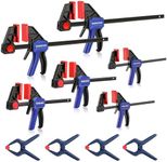 WORKPRO 10-Pack Bar Clamps for Woodworking, 6-Inch (2) Mini & (2) Light Duty and 12-Inch (2) Wood Clamps & 1-Inch (4) Spring Clamps, F Clamps with 50/150 LBS Load Limited