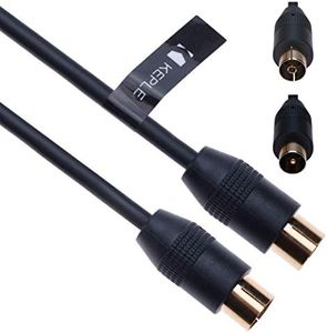 RF Coaxial Cable TV Aerial Lead 3m Coax Plug Male to Female Antenna Socket Extension for Freeview, SKY/SKY HD, Virgin, BT, DVD, VCR Connect to Television | Gold M-F Connector (Black)