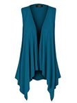 MBJ Womens Lightweight Sleeveless Draped Open Cardigan - Made in USA - Blue -