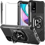 for TCL ION X/ION V Case, with Tempered Glass Screen Protector Heavy Duty Protection Technology Built-in Kickstand Rugged Shockproof Protective Phone Case for TCL ION X/ION V 6.0", (Black)