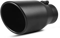 AUTOSAVER88 4 Inch Inlet Black Exhaust Tip, 4" Inlet 6" Outlet 12" Overall Length Black Powder Coated Finish Tailpipe Stainless Steel Exhaust Tip for 4" Outside Diameter Tailpipe, Rolled Edge, Bolt On