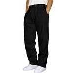 JUMESGU Sweatpants Men Drawstring Waist Cargo Athletic Sports Pants Fleece Loose Stretch Casual Straight Leg Trousers