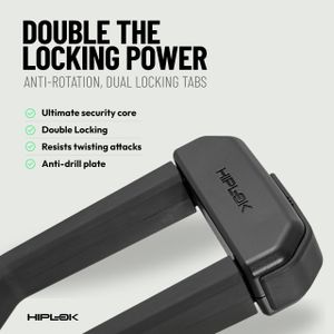 Hiplok DX1000 U-Lock – Heavy Duty Bike Lock, Black