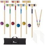 Pointyard Six Player Croquet Set, 28’’ Croquet Set with Wooden Mallets/Colored Ball/Wickets/Stakes for Adults/Teens/Family-Perfect for Lawn/Backyard Game/Park (Includes Carry Bag)